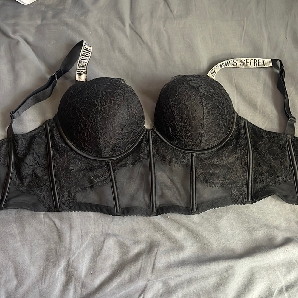 Victoria’s Secret shine strap bustier black 32 DD